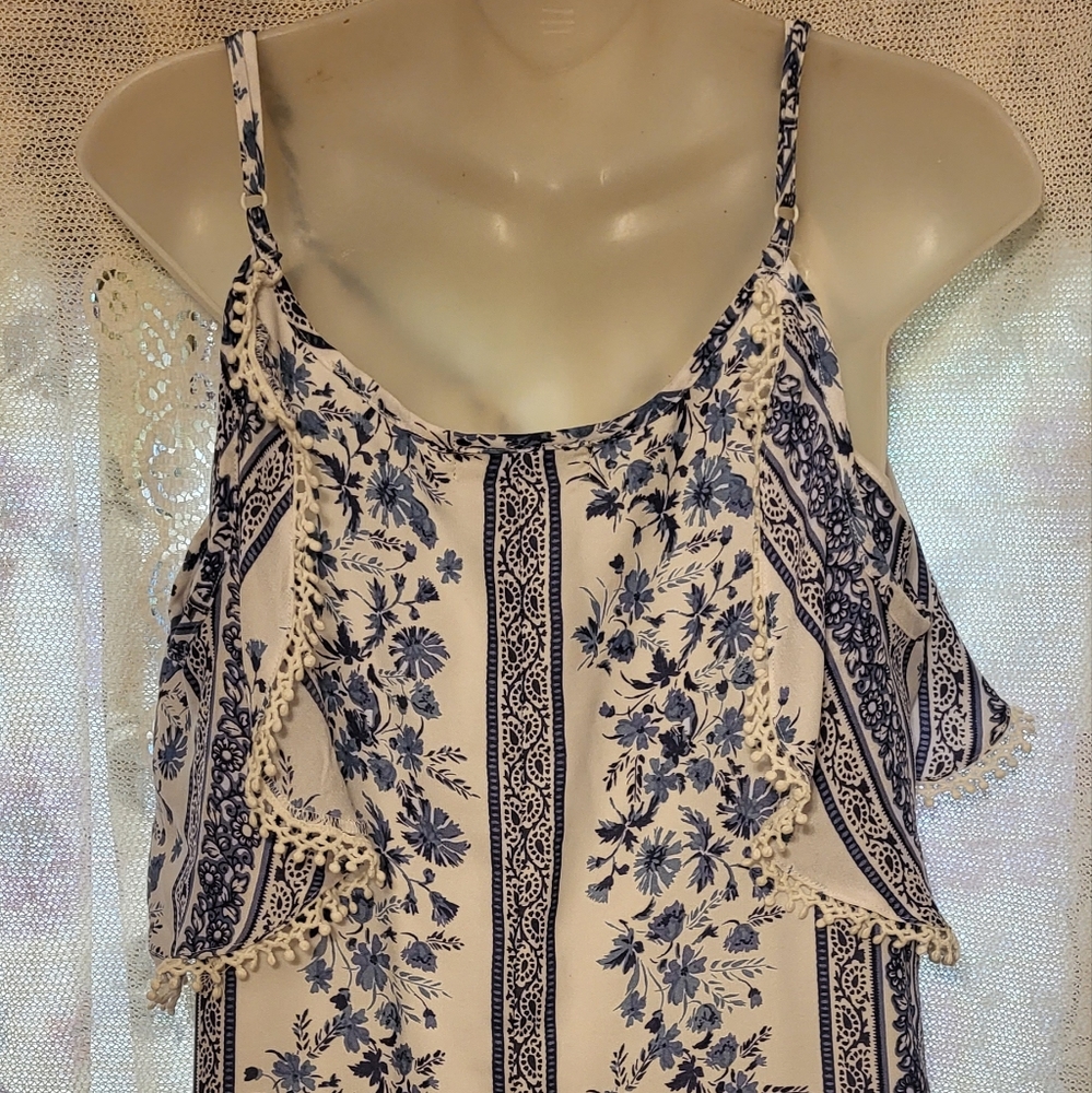 Society girl cold shoulder blue floral print summer dress size small